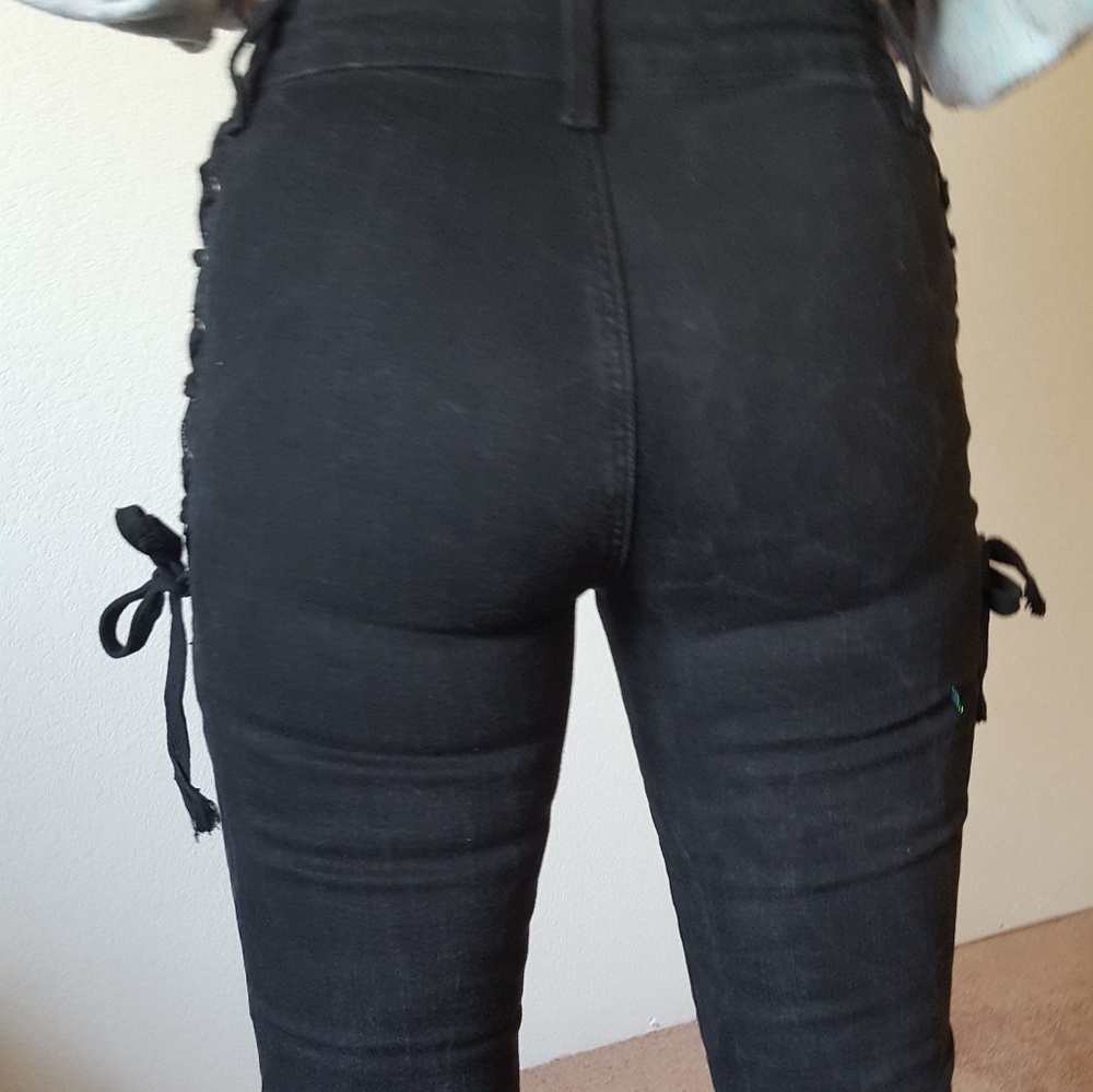 Lace up jeans